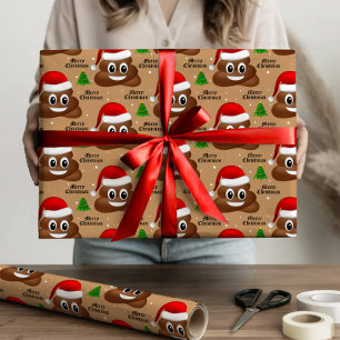 Weihnachten kackte Emoji mit Weihnachtsmannmütze P Geschenkpapier