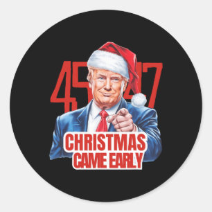 Weihnachten kam Early Funny Donald Trump Santa Cla Runder Aufkleber