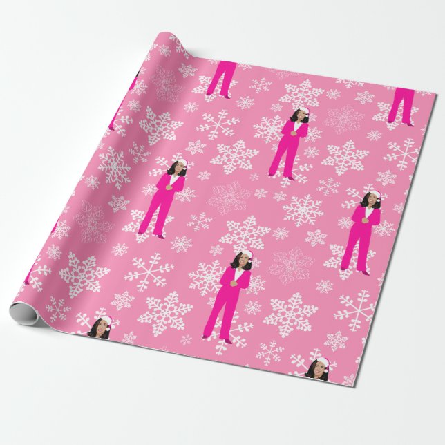 Weihnachten kamala harris santa eiskalt pink geschenkpapier (Ungerollt)