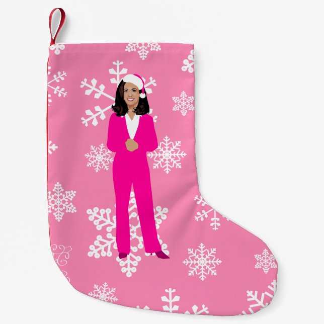 Weihnachten kamala harris santa eiskalt pink kleiner weihnachtsstrumpf (Vorderseite)