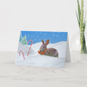 Weihnachten, Kaninchen, Schnee, Kaninchen Feiertagskarte