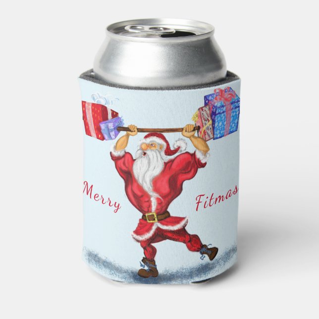 Weihnachten kann Kühler Bodybuilder Weihnachtsmann Dosenkühler (Kanne Rückseite)