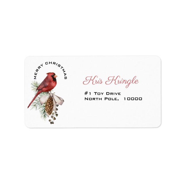 Weihnachten Kardinal, frohe Weihnachten Adressaufkleber (Vorne)