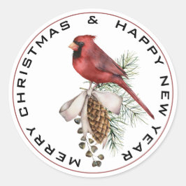 Weihnachten Kardinal Frohe Weihnachten Glück Neues Runder Aufkleber