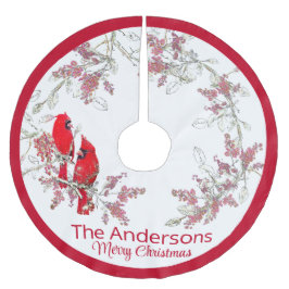 Weihnachten Kardinal gebürstet Polyester Tree Skir Polyester Weihnachtsbaumdecke