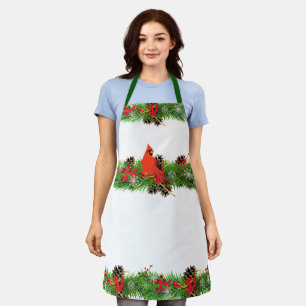 Weihnachten Kardinal und Feiertage Grün / Weiß Schürze