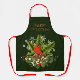 Weihnachten Kardinal und Grün Urlaub Schürze