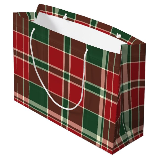Weihnachten Kariert 12-GIFT BAG L Große Geschenktüte (Rückseite Schrägansicht)