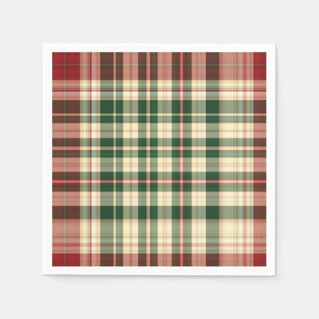 Weihnachten Kariert 14-PAPIERPARTY NAPKINS Serviette (Vorderseite)