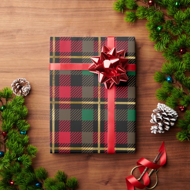 Weihnachten Kariert Classic Red Green Simple Holid Geschenkpapier (Feiertagsgeschenk)
