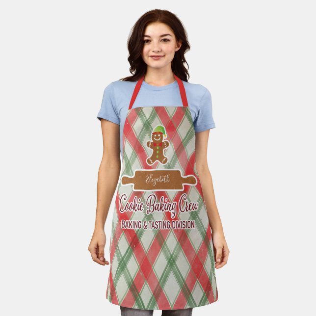 Weihnachten Kariert Gingerbrot Backen Schürze (Getragen)