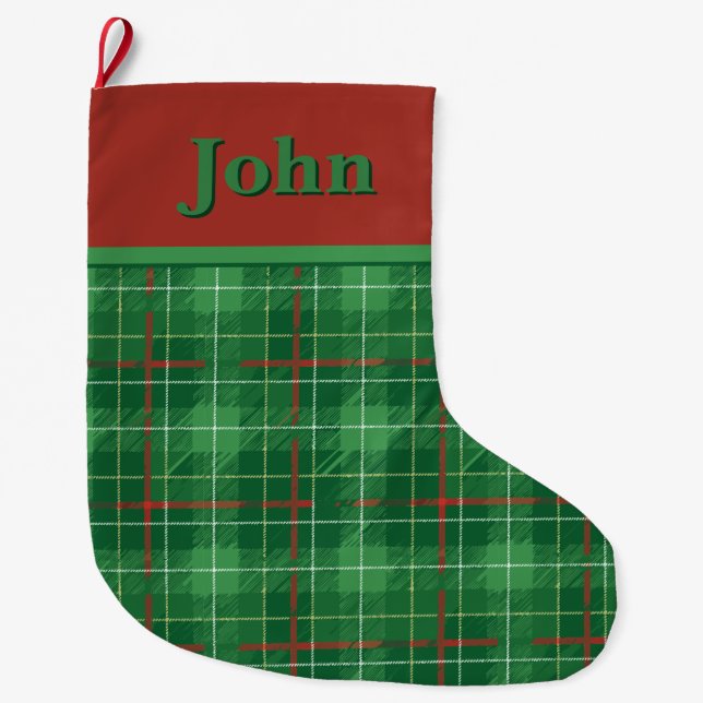 Weihnachten Kariert grün mit Rot Großer Weihnachtsstrumpf (Vorderseite)