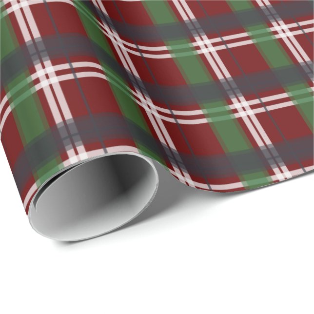 Weihnachten Kariert grün und rot blau Geschenkpapier (Rolleneckpunkt)