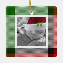 Weihnachten Kariert Keepake Foto Familienname Keramikornament