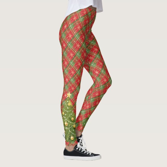 Weihnachten Kariert mit Tree Leggings (Rechts)