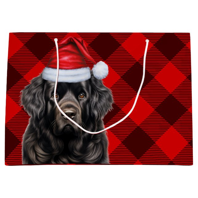 Weihnachten Kariert Neufundland Hund Lover Große Geschenktüte (Vorderseite)