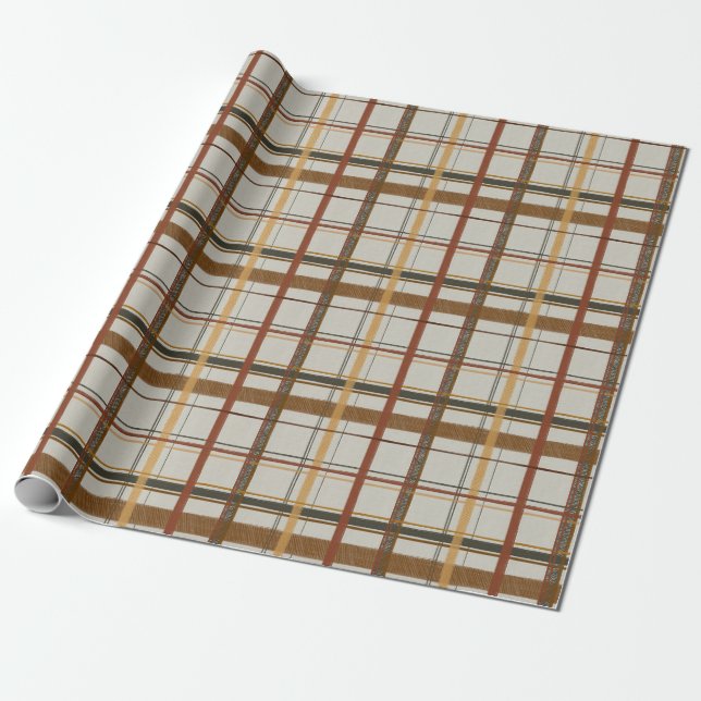 Weihnachten | KARIERT | Red & Cream & Tan Geschenkpapier (Ungerollt)