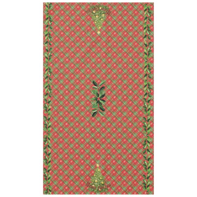 Weihnachten Kariert Rot, Grün mit Goldstars Tischdecke (Vorderseite)