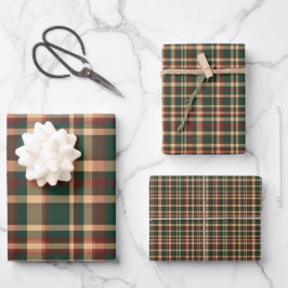 Weihnachten Kariert Rot und Grün Geschenkpapier Set