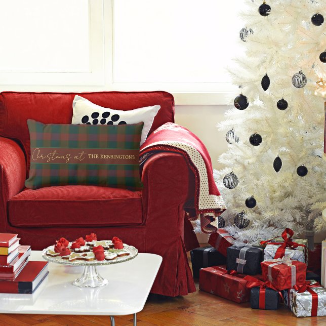 Weihnachten Kariert/Tartan Rot und Grüne Kissen (Traditional tartain/plaid red and green lumbar throw pillow for Christmas.)