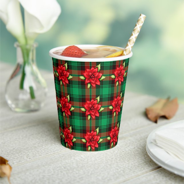 Weihnachten Kariert und Blätter Pappbecher (In Situ)