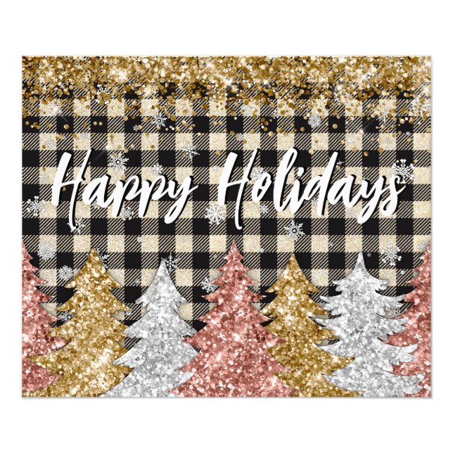 Weihnachten Kariert und Glitzer mit Text Fotodruck (Vorne)