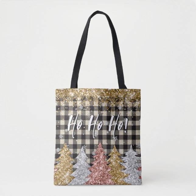 Weihnachten Kariert und Glitzer Tasche (Vorderseite)