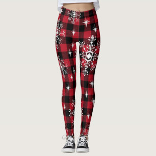 Weihnachten Kariert und Schneeflocken Ladys Leggin Leggings