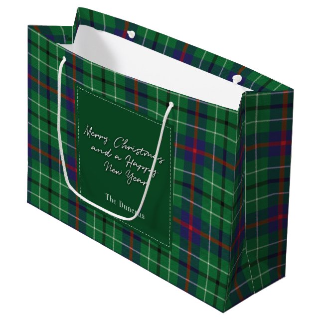 Weihnachten Kariert Urlaub Clan Duncan Tartan Große Geschenktüte (Vorderseite Schrägansicht)