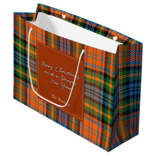 Weihnachten Kariert Urlaub Clan Murray Tartan Große Geschenktüte (Vorderseite Schrägansicht)