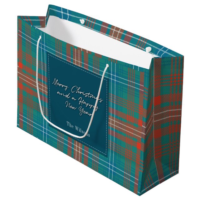 Weihnachten Kariert Urlaub Clan Wilson Tartan Große Geschenktüte (Vorderseite Schrägansicht)