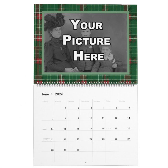 Weihnachten Karierte Familienfotos Kalender (Jun 2026)