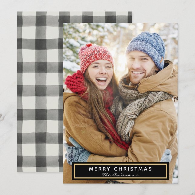 Weihnachten Karierte Fotokarte (Vorne/Hinten)
