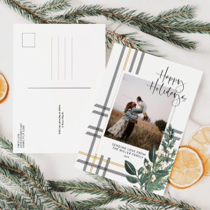 Weihnachten Karierte Grüne Urlaub Foto Postkarte