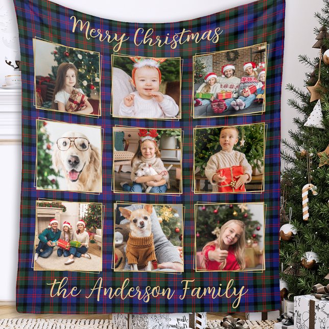 Weihnachten Karierte Personalisierte FotoCollage Fleecedecke (Von Creator hochgeladen)