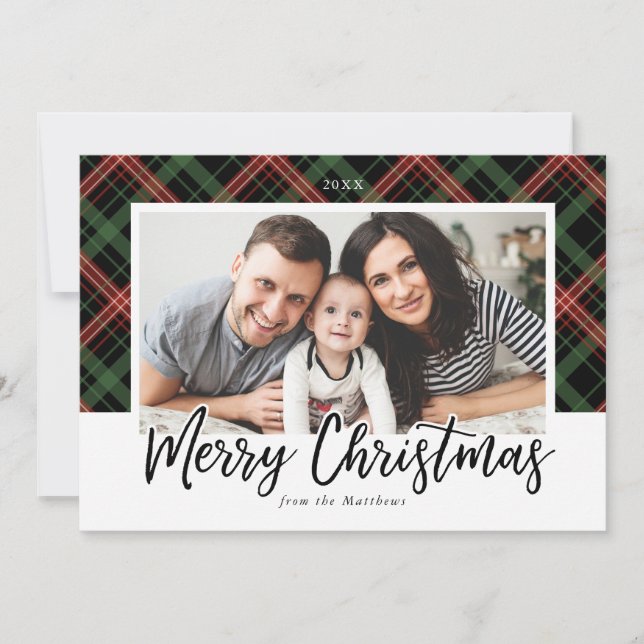 Weihnachten Karierte Weihnachtsfotokarte (Vorderseite)