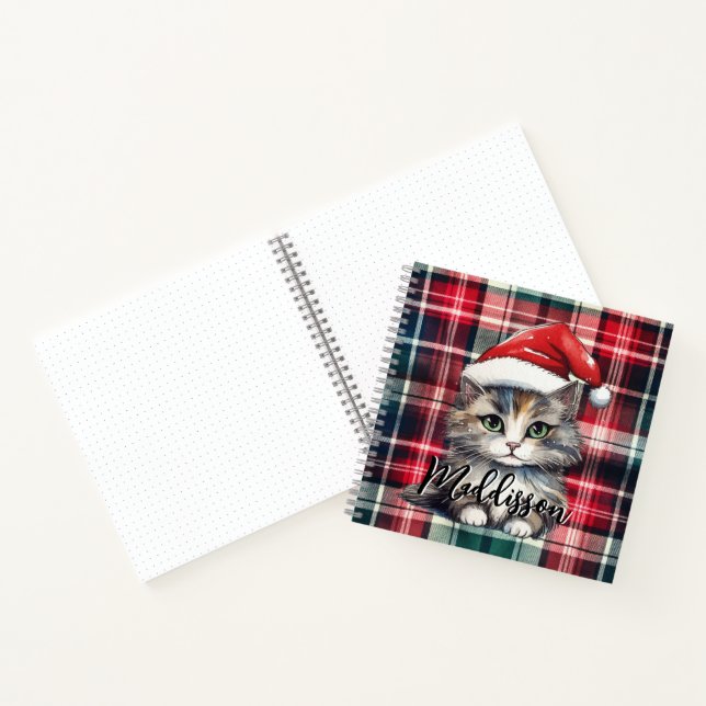 Weihnachten Karierte Weihnachtskatze mit Namen Notizbuch (Innenseite)