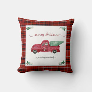 Weihnachten Karierter Gnome Bauernhof Roter LKW Kissen