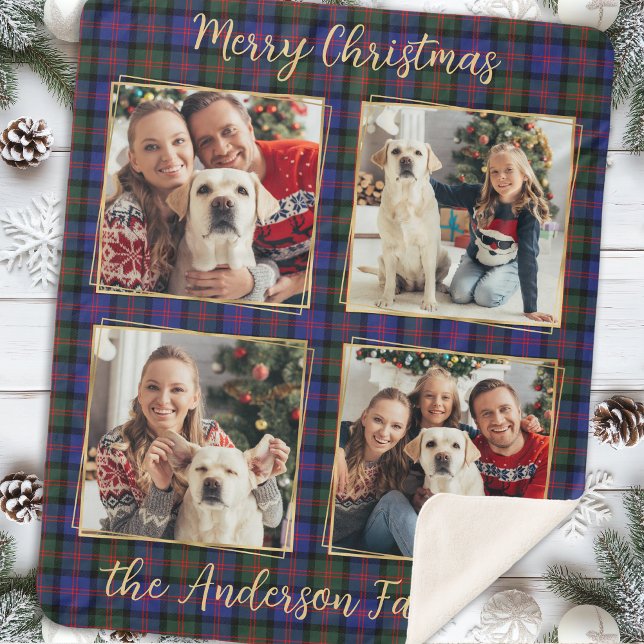 Weihnachten Karierter Kunde 4 Gold FotoCollage Sherpadecke (Von Creator hochgeladen)