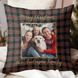 Weihnachten Kariertes Gold Modernes Foto Kissen