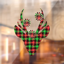 Weihnachten Kariertes Hirschfenster