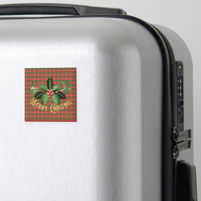 Weihnachten Kariertes Rotes Grün mit Kraut Magnet (In Situ (Gepäck))