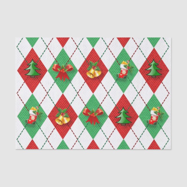 Weihnachten kariertes Tartentapier Seidenpapier (Vorderseite)