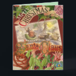 Weihnachten Karte<br><div class="desc">Ein Vintage-Bild aus dem 19. Jahrhundert,  das dem Weihnachtsmann zeigt,  wie er mit seinem Schlitten und Rentier wegfliegt.</div>