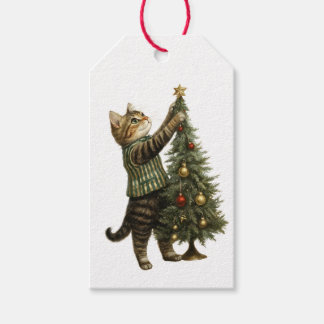 WEIHNACHTEN KATZE UND BAUM GESCHENKETIKETT GESCHENKANHÄNGER