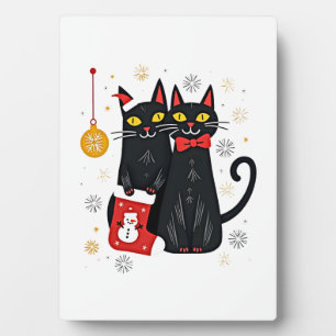Weihnachten Katzen Retro 50er 60er Xmas (2) Fotoplatte