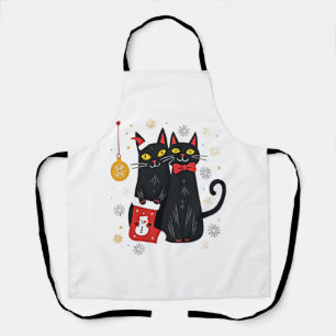 Weihnachten Katzen Retro 50er 60er Xmas (2) Schürze