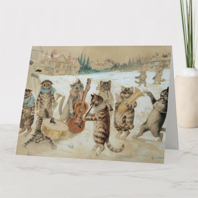 Weihnachten Katzen singen Carolen Karte (Vorderseite)