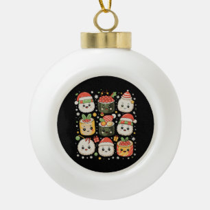 Weihnachten Kawaii Sushi Santa Japanisches Essen X Keramik Kugel-Ornament