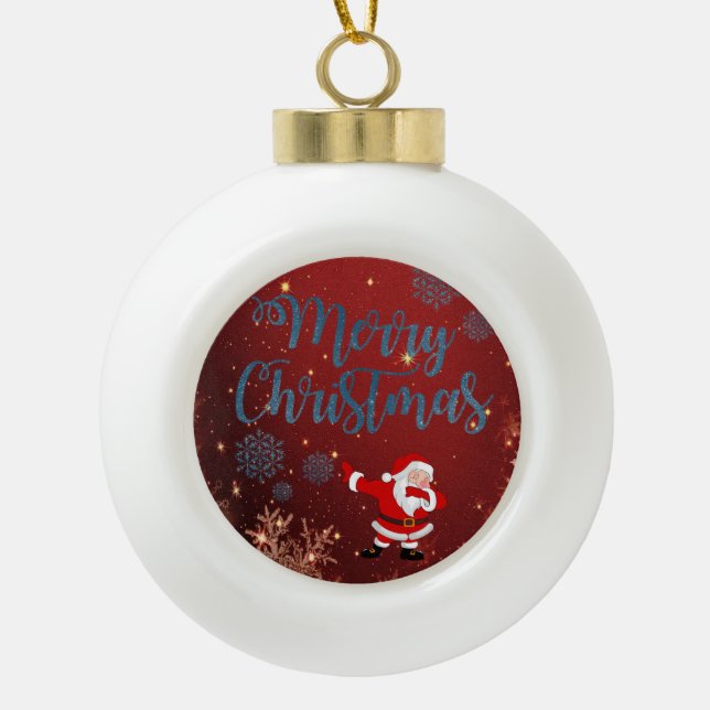 Weihnachten Keramik Ball Ornament, Frohe Weihnacht Keramik Kugel-Ornament (Vorderseite)